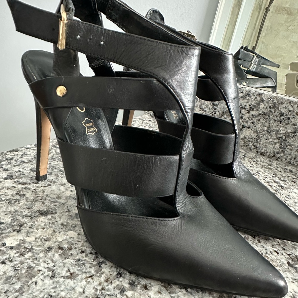 Aldo Black Stiletto Heels with Caged Design